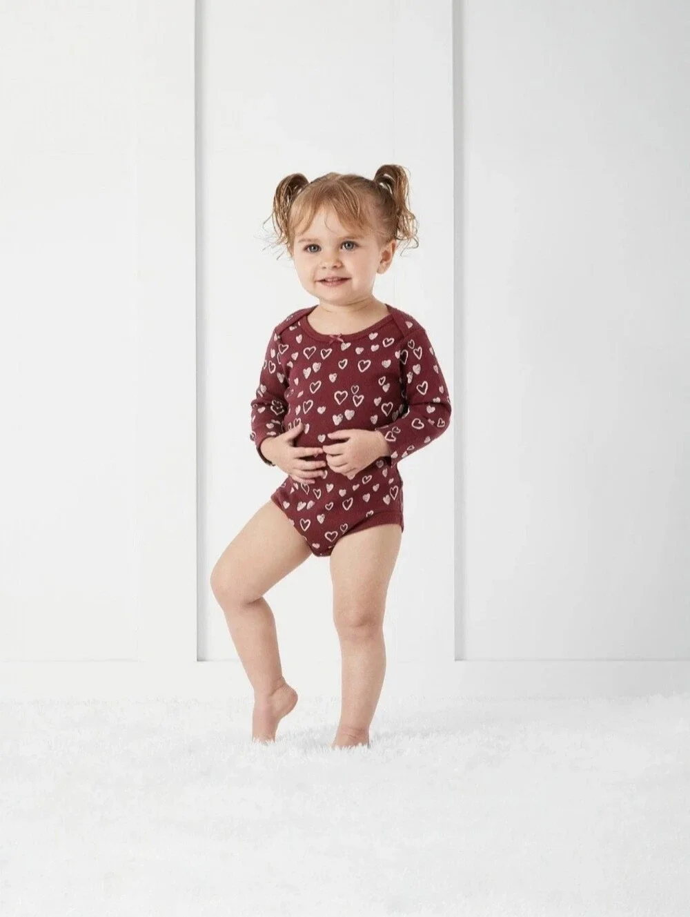 Members Mark Organic Cotton Bodysuits 4-Pack Floral Pink Baby Girls Size 12M NWT
